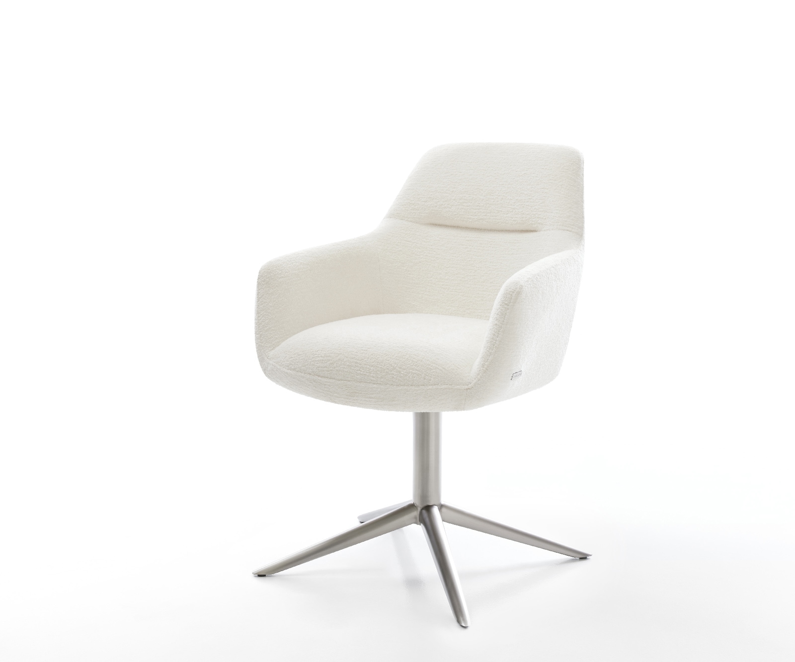 DELIFE Drehstuhl Pejo-Flex Bouclé Soft Beige Fußkreuz Edelstahl 360° drehbar Wippfunktion Taschenfederkern, Esszimmerstühle Image