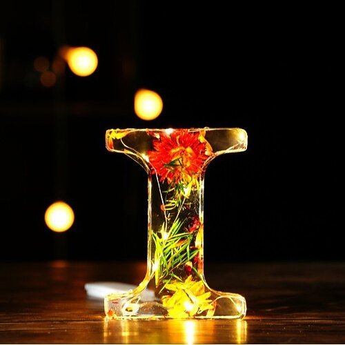 1 Stück 11,5 cm 26 Buchstaben LED-Nachtlicht, trockene Blume warmes Licht Schreibtisch-Dekoration Licht, Ornament Licht, Weihnachten Halloween Hochzeit Geburtstag Party Dekoration Licht Image