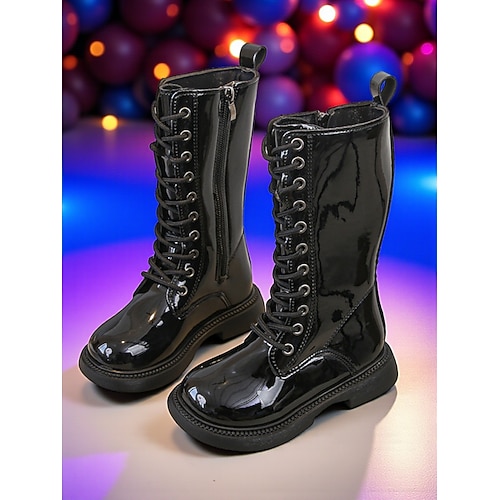 Von koreanischen Idols inspirierte Popstar-Kostümschuhe, weiße kniehohe Schnürstiefel für Mädchen, modische Performance-Schuhe für Tanz- und Bühnenshows Image