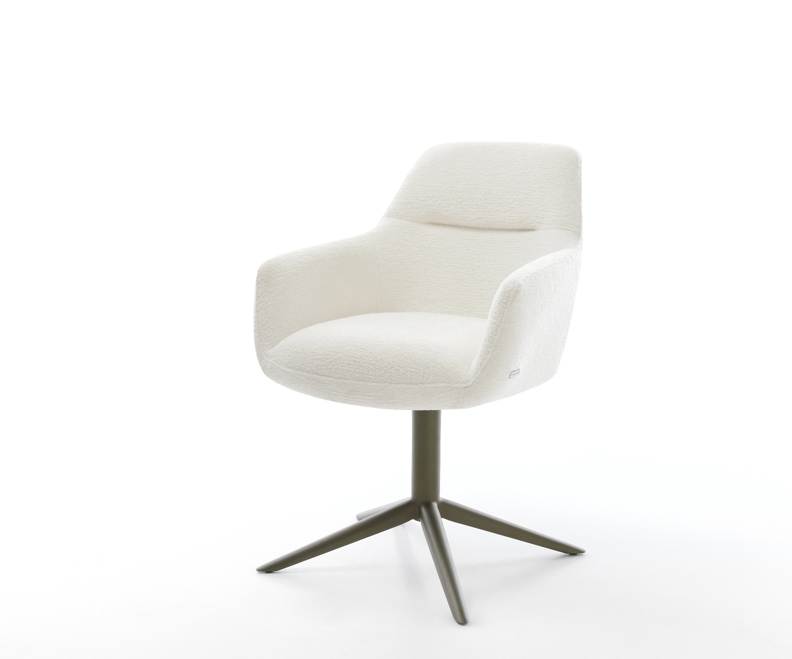 DELIFE Drehstuhl Pejo-Flex Bouclé Soft Beige Fußkreuz Effektfinish Titan 360° drehbar Wippfunktion Taschenfederkern, Esszimmerstühle Image