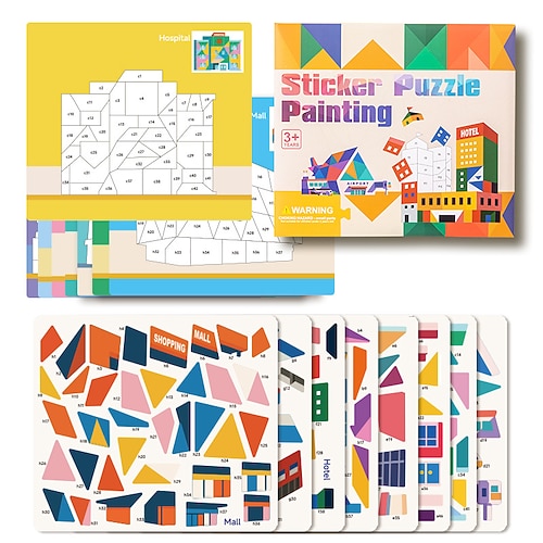 8 bunte Szenen zum Erstellen Malnachkleber Kunst-Designs für Kinder ab 4 Jahren Weihnachtsgeschenk Image