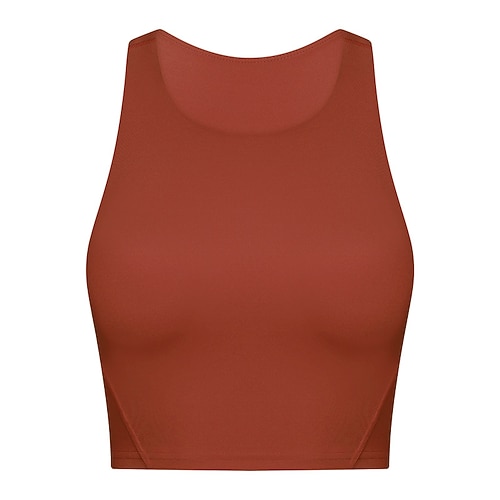 Damen Racerback-BH Panzer Gefüttert Ärmellos Oberteil Athleisure Herbst Einfarbig Hohe Stützen Atmungsaktiv Fitnessstudio Laufen Fitness Sportbekleidung Sportkleidung Schwarz Weiß Rot Image