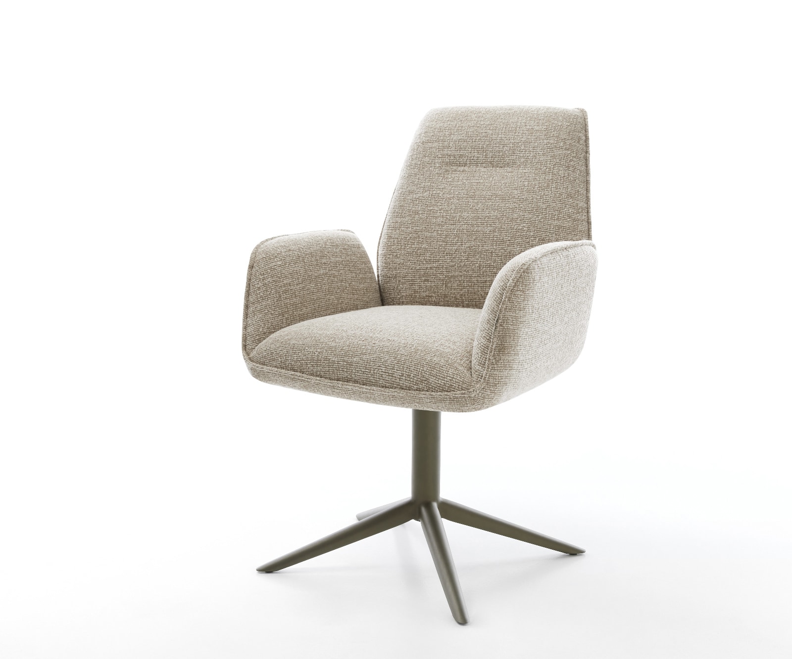 DELIFE Drehstuhl Zoa-Flex Webstoff Soft Beige Fußkreuz Effektfinish Titan 360° drehbar Wippfunktion Taschenfederkern, Esszimmerstühle Image