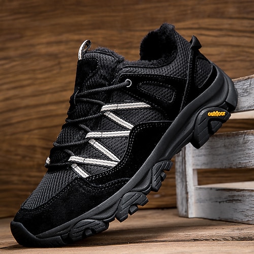 Wasserdichte, warme Outdoor-Wanderschuhe für Herren mit Fellfutter, rutschfeste, leichte Trailschuhe für Wintertrekking, Camping und den Alltag Image