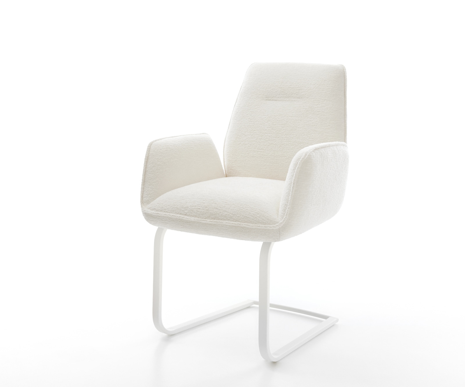 DELIFE Freischwinger Zoa-Flex Bouclé Soft Beige Freischwinger flach Weiß Taschenfederkern, Esszimmerstühle Image