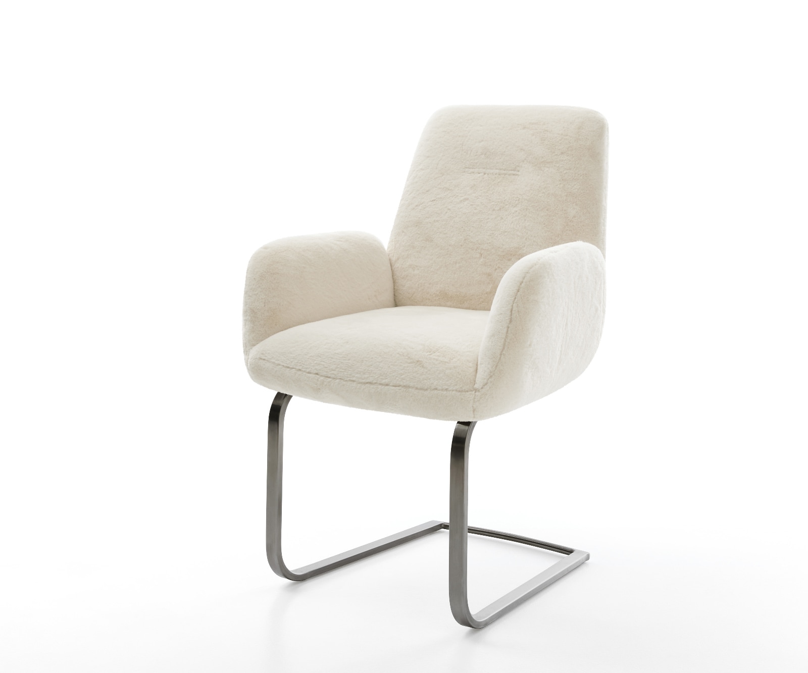 DELIFE Freischwinger Zoa-Flex Plüsch Creme-Weiß Freischwinger flach Graphit Taschenfederkern, Esszimmerstühle Image