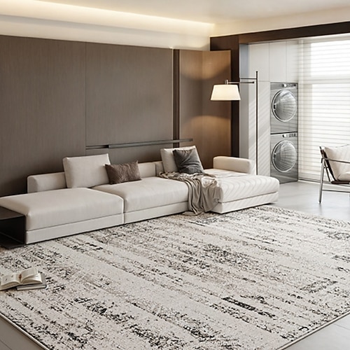 italienischer minimalistischer Teppich, moderner Wohnzimmer-Couchtisch-Sofa-Teppich, luxuriöse Schlafzimmer-Bodenmatte, schmutzabweisender, leicht zu reinigender, langlebiger Teppich Image