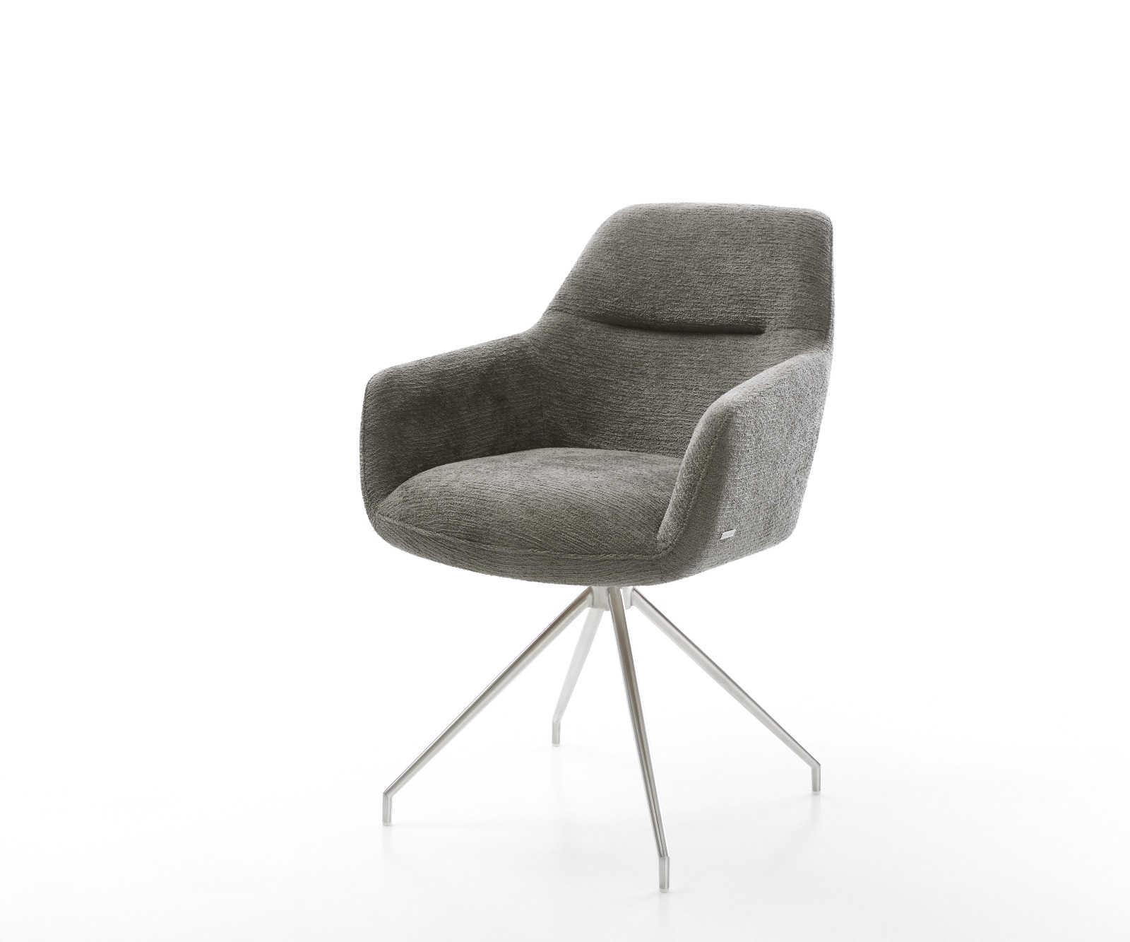 DELIFE Esszimmerstuhl Pejo-Flex Bouclé Soft Schlamm Kreuzgestell konisch Edelstahl Taschenfederkern, Esszimmerstühle Image