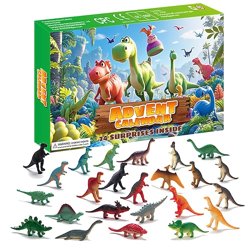 Adventskalender Füllartikel 2025 Ideale Weihnachtsgeschenke für Jungen Mädchen Kleinkinder Teenager 24 Tage Dinosaurier Spielzeug Countdown Kalender Weihnachtsüberraschung Spielzeug Set mit Image