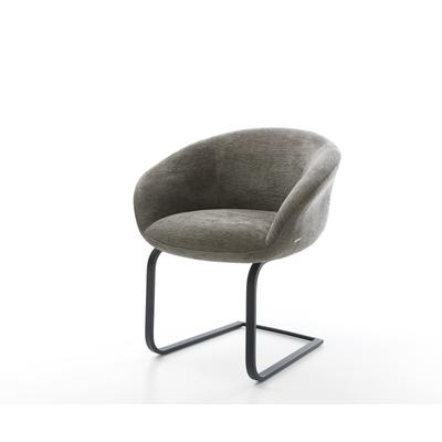 DELIFE Freischwinger Vinka-Flex mit Armlehnen Bouclé Soft Schlamm Freischwinger flach Schwarz Taschenfederkern, Esszimmerstühle Image