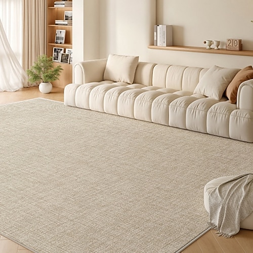 Einfarbiger Teppich, luxuriöser minimalistischer Teppich für Wohnzimmer oder Sofa, wasserdichte, leicht zu reinigende, schmutzabweisende Bodenmatte Image