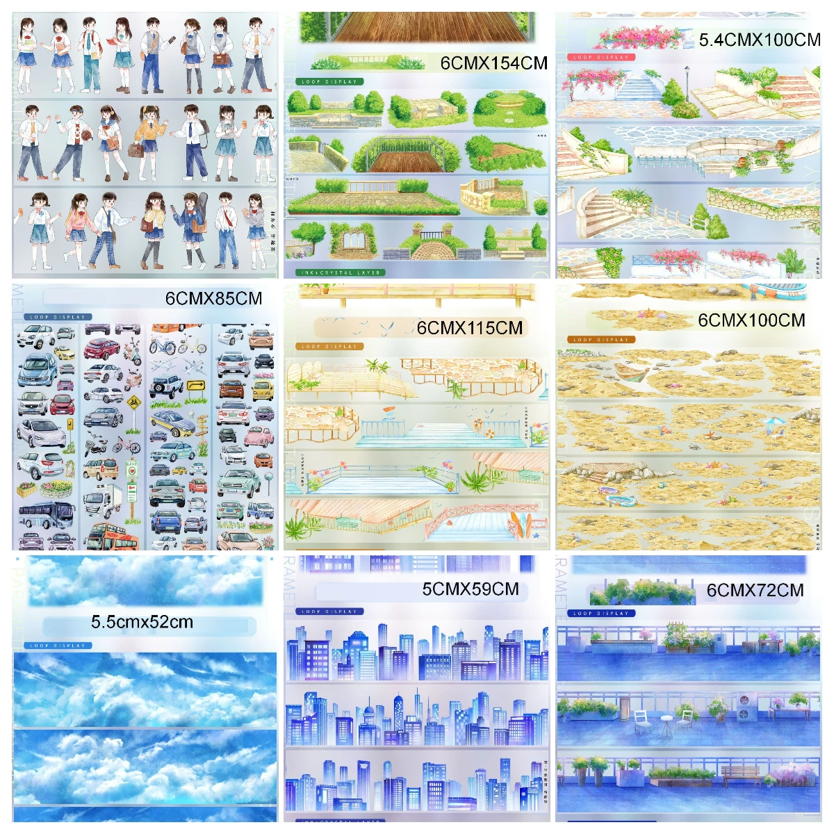 1 Loop Washi Pet Tape Sample Sky, Streets, Girls Boys Zero Collection 5