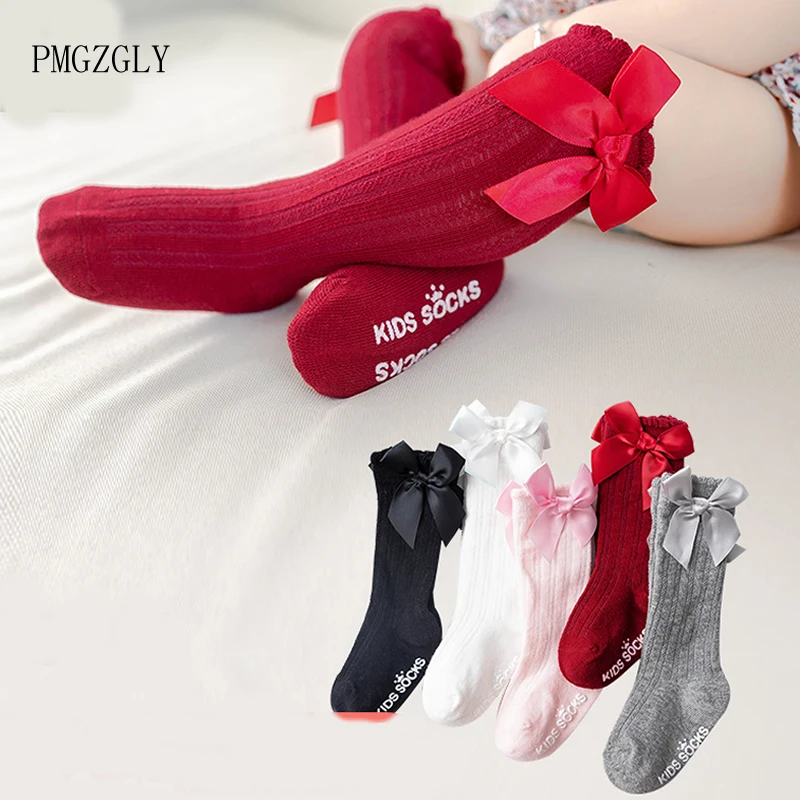 Baby Socken Bogen Neugeborenen Mädchen Kinder Für Weihnachten Winter Hohe Knie Kinder Junge Kleinkind Socken Candy Farbe Weiche Socken Kinder Geschenk 0-4Y Image