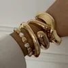 Übertriebene breite Manschette unregelmäßige geometrische Metall große Armreifen Armband für Frauen Männer Punk Hip Hop Gold Farbe Schmuck Pulseras