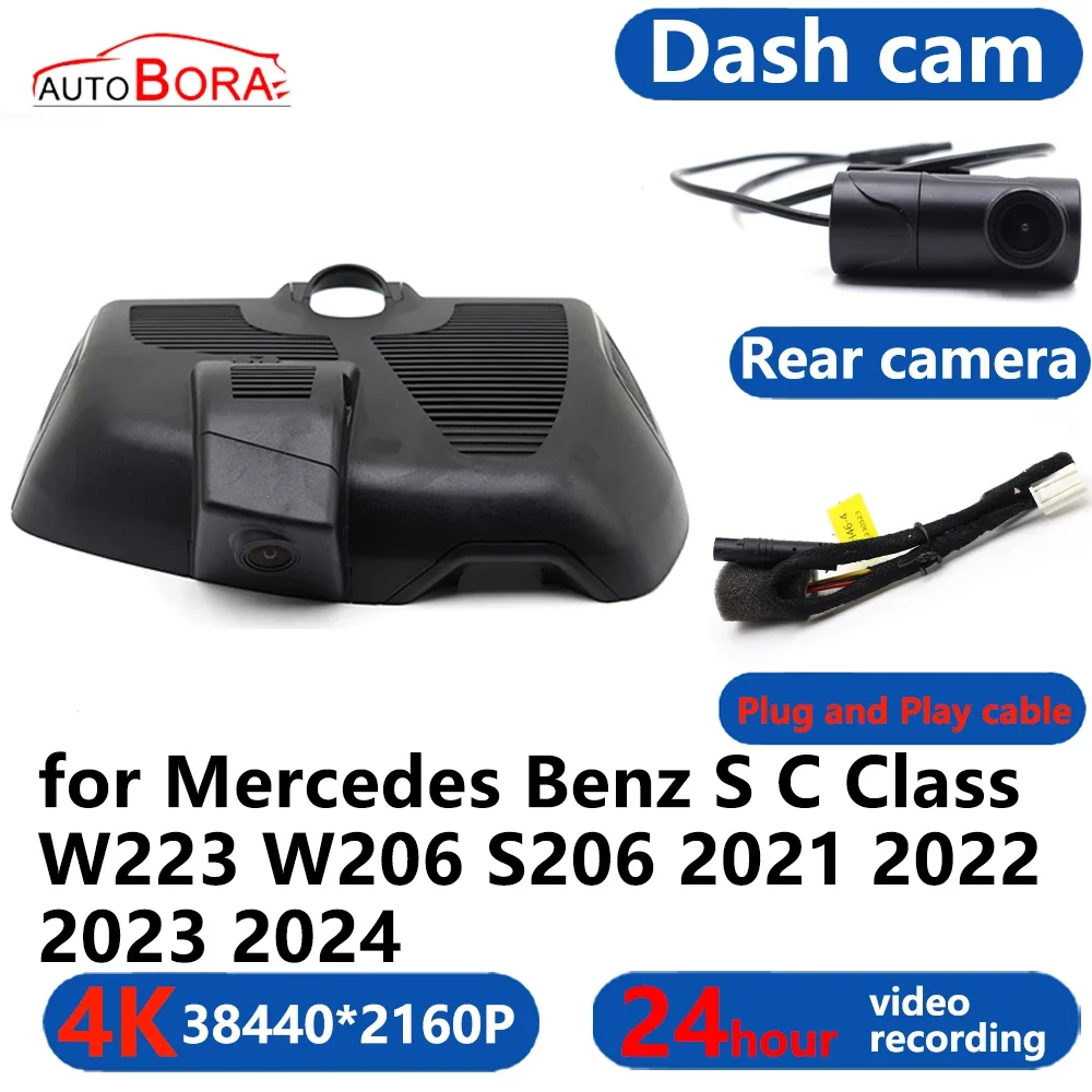 AutoBora 4K Wifi 3840*2160 Auto DVR Dash Cam Kamera 24H Video für Mercedes Benz S C Klasse W223 W206 S206 2021 2022 2023 2024 Image