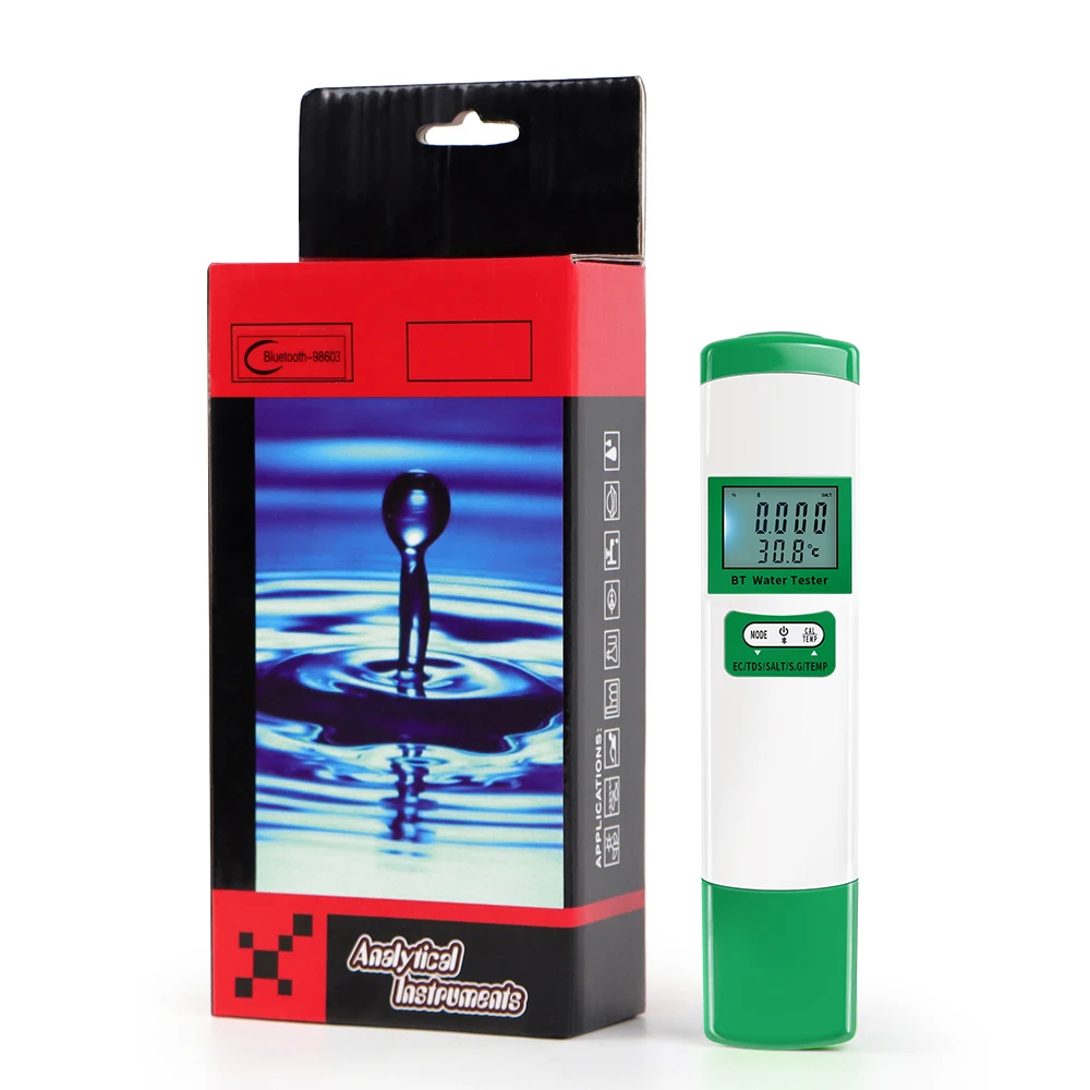 Bluetooth PH-Messgerät 5-in-1-Wasserqualitätsstift EC TDS SALZ SG TEMP Meter Wasserqualitätstester Aquarium Pool Schwimmwassermonitor Image