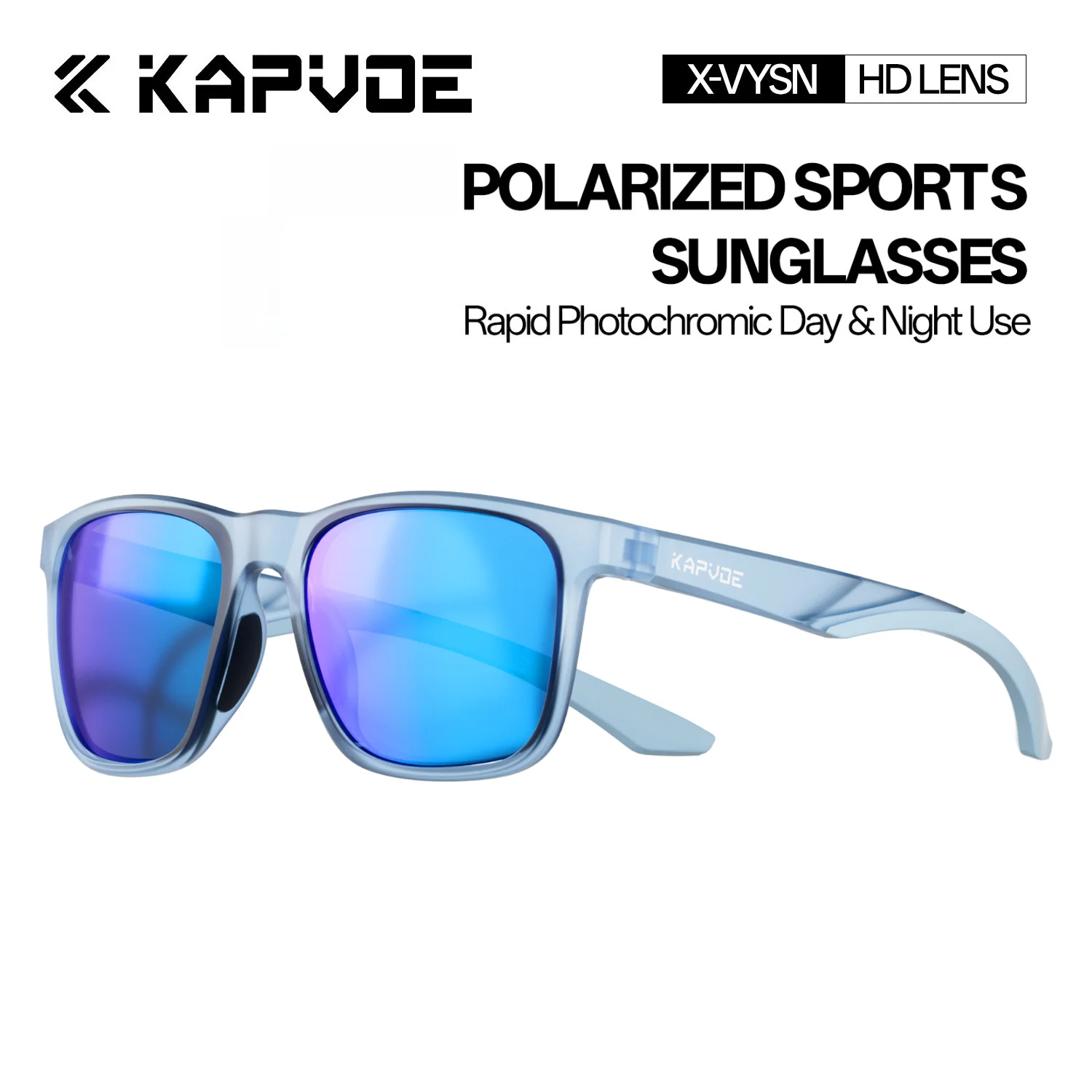 Kapvoe Polarisierte Sonnenbrille für Herren, leichter Rahmen, blendfrei, Fahren, Angeln, Golf, draußen, photochrome Brille, Laufen, Damen Image