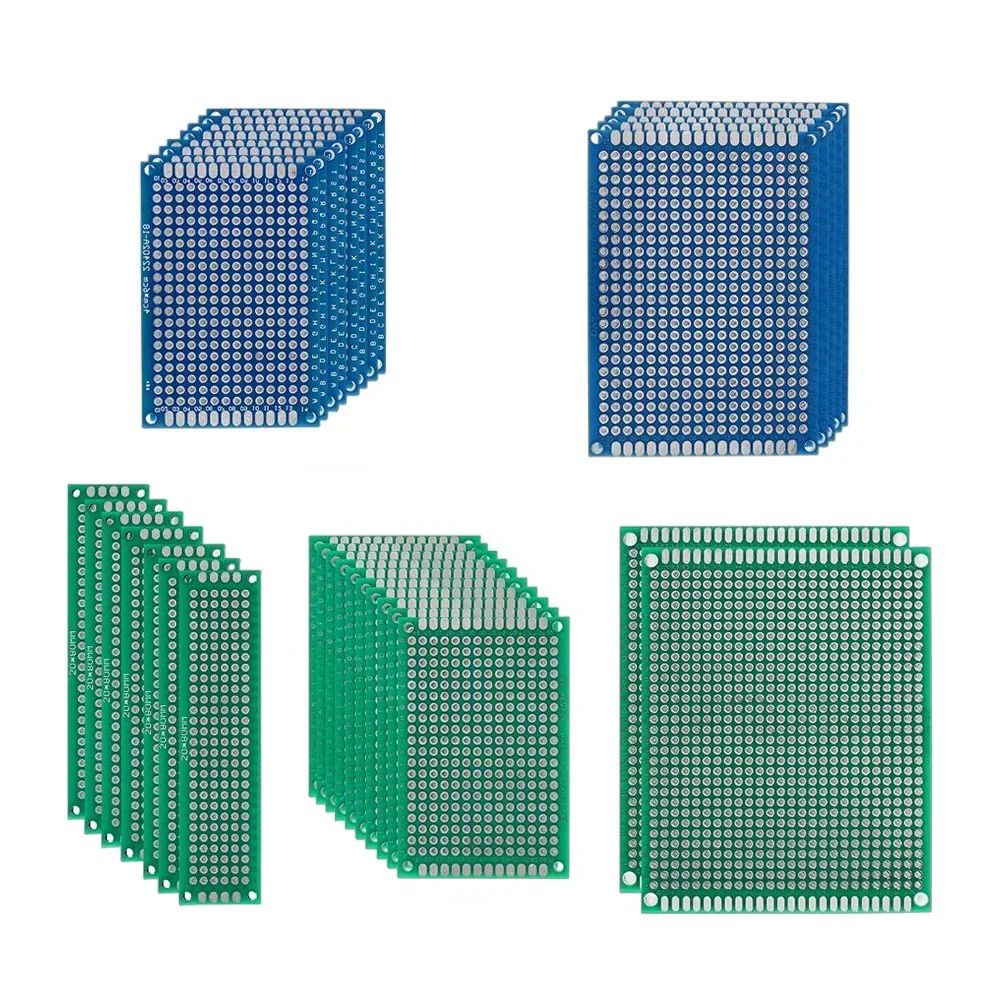 10-32PCS PCB Doppelseitige Blau Grün Prototyp Board 2x8 3x7 4x6 5x7 7x9 Universal Leiterplatten Kit, für Arduino Image