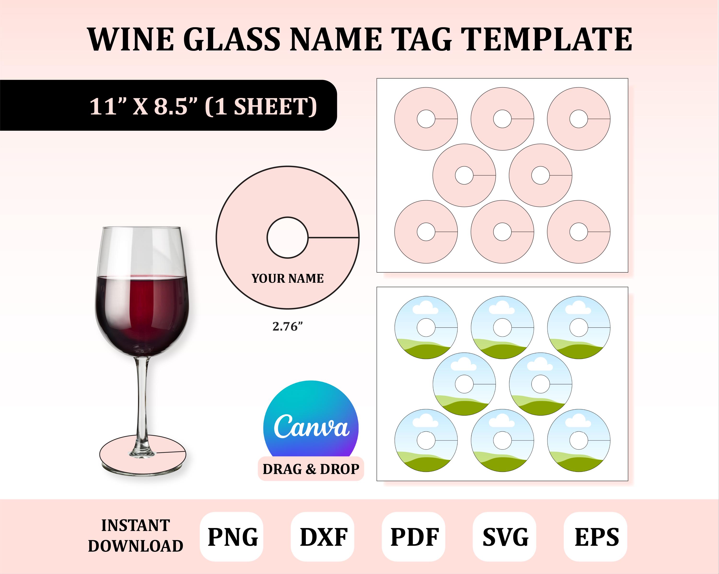 Modello di etichetta con nome per calice da vino, etichetta con nome per vino, etichetta per calice da vino, etichetta per calice da vino, etichetta p