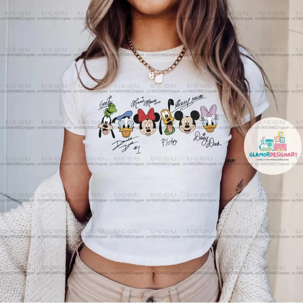 Disney Baby T-Shirt Mickey Crop Top Sweatshirt T-Shirt Kleidung Y2k süße Kokette Geburtstagsgeschenk Top weiche sexy T-Shirts Street Wear Neu