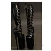 Schwarze Schnalle Kniehohe Plattform Stiefel Runde Kappe Dünne High Heel Mode Sexy Winter Große Größe 2025, Frau Schuhe Zapatillas Mujer