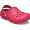 Clog CROCS "Classic Lined Bold Check", Kinder, Gr. 34, rot, Croslite, casual, Schuhe, Hausschuh mit Warmfutter