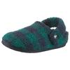 Hausschuh CROCS "Classic Buff Check Cozzy Slipper", Herren, Gr. 46, blau (navy, grün), Croslite, Fleece, kariert, Basic, Schuhe, Pantoffel, Mule mit kariertem Muster