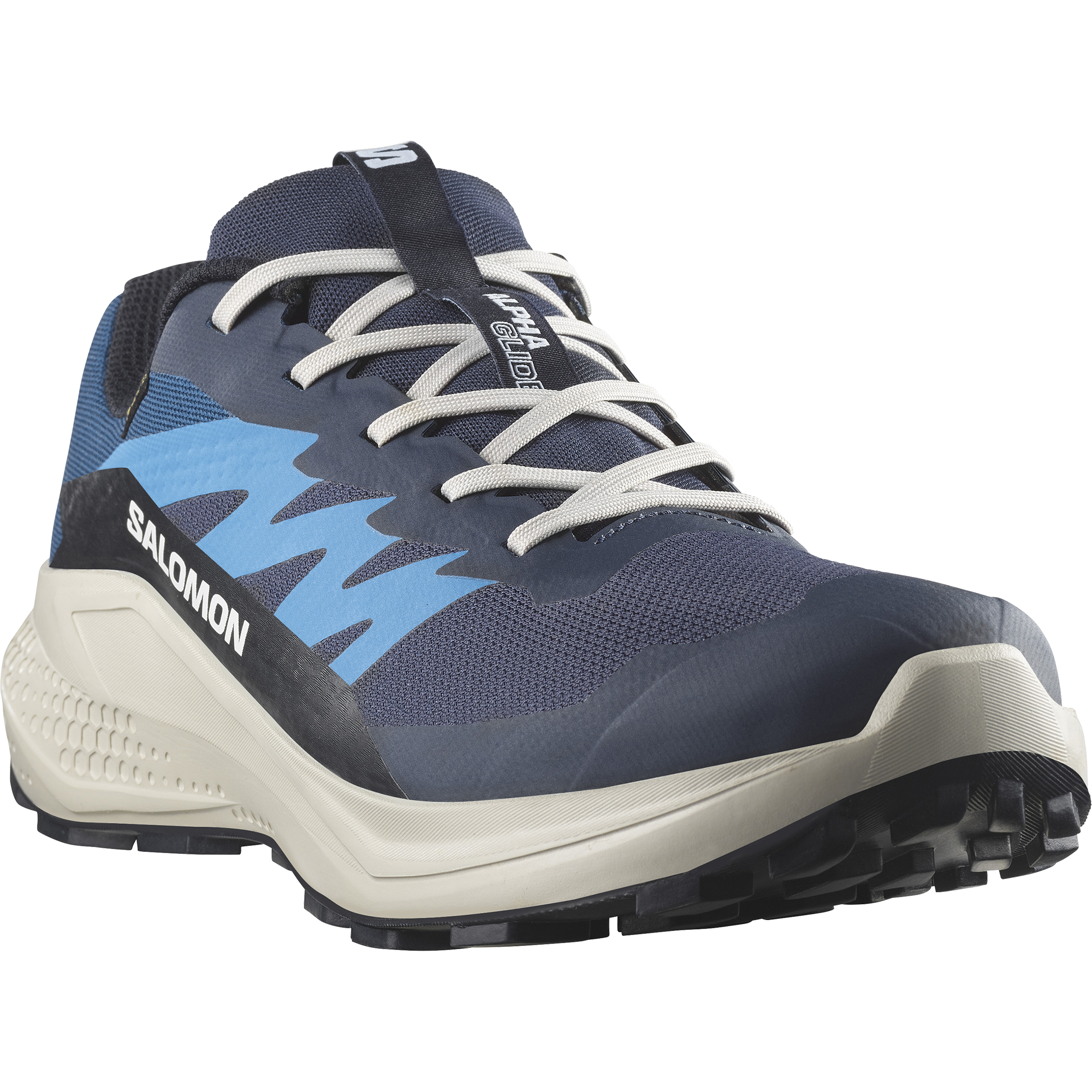 Laufschuh SALOMON "ALPHAGLIDE GORE-TEX", Herren, Gr. 42, blau (blau nights, lunar rock, french blau), Synthetik, Textil, Schuhe Laufschuh, wasserdicht