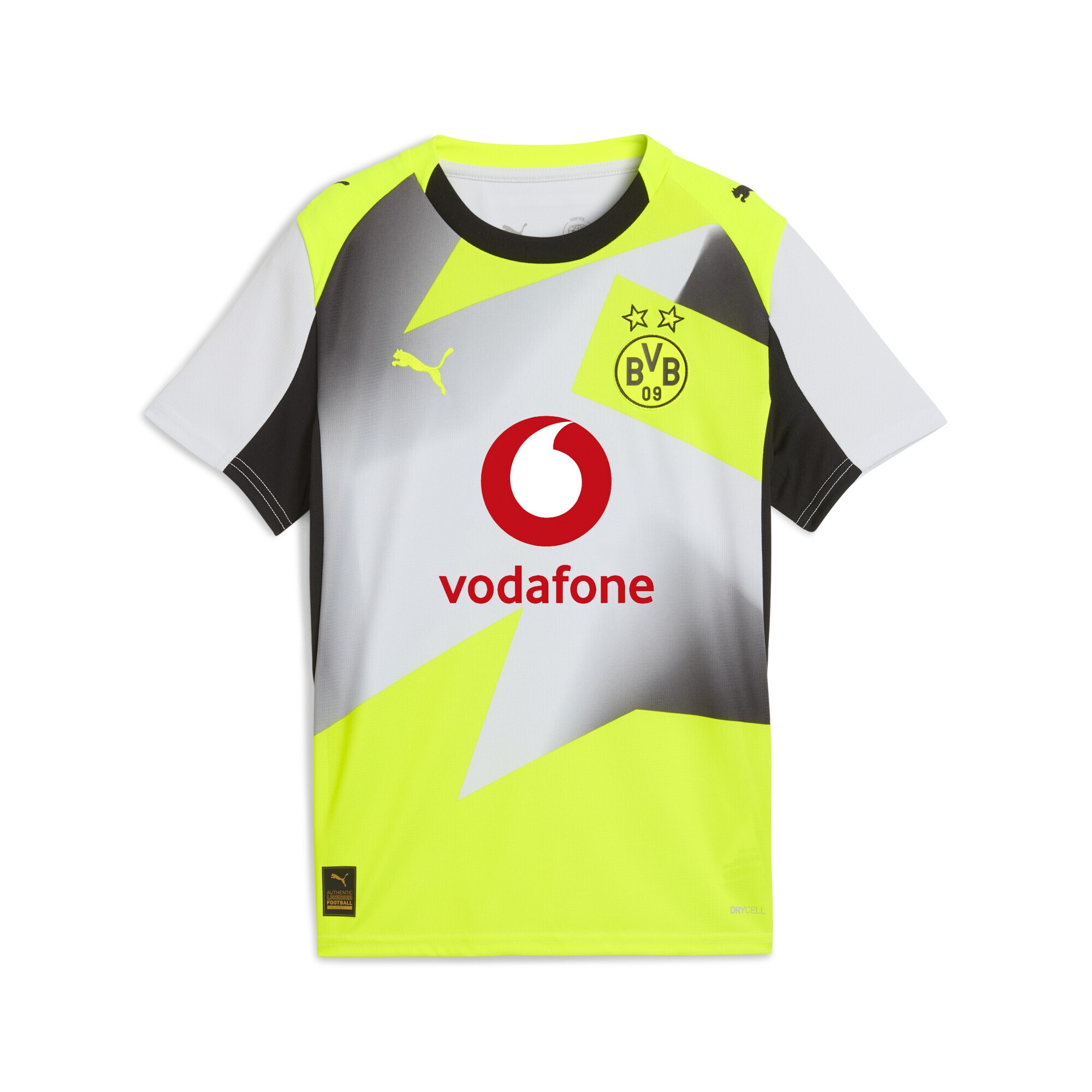 Trainingsshirt PUMA "Borussia Dortmund 25/26 Replica-Auswärtstrikot Jugendliche", Kinder, Gr. 128, silber mist gelb alert gray, 100% Polyester, bedruckt, regular fit, Rundhals, Shirts Image