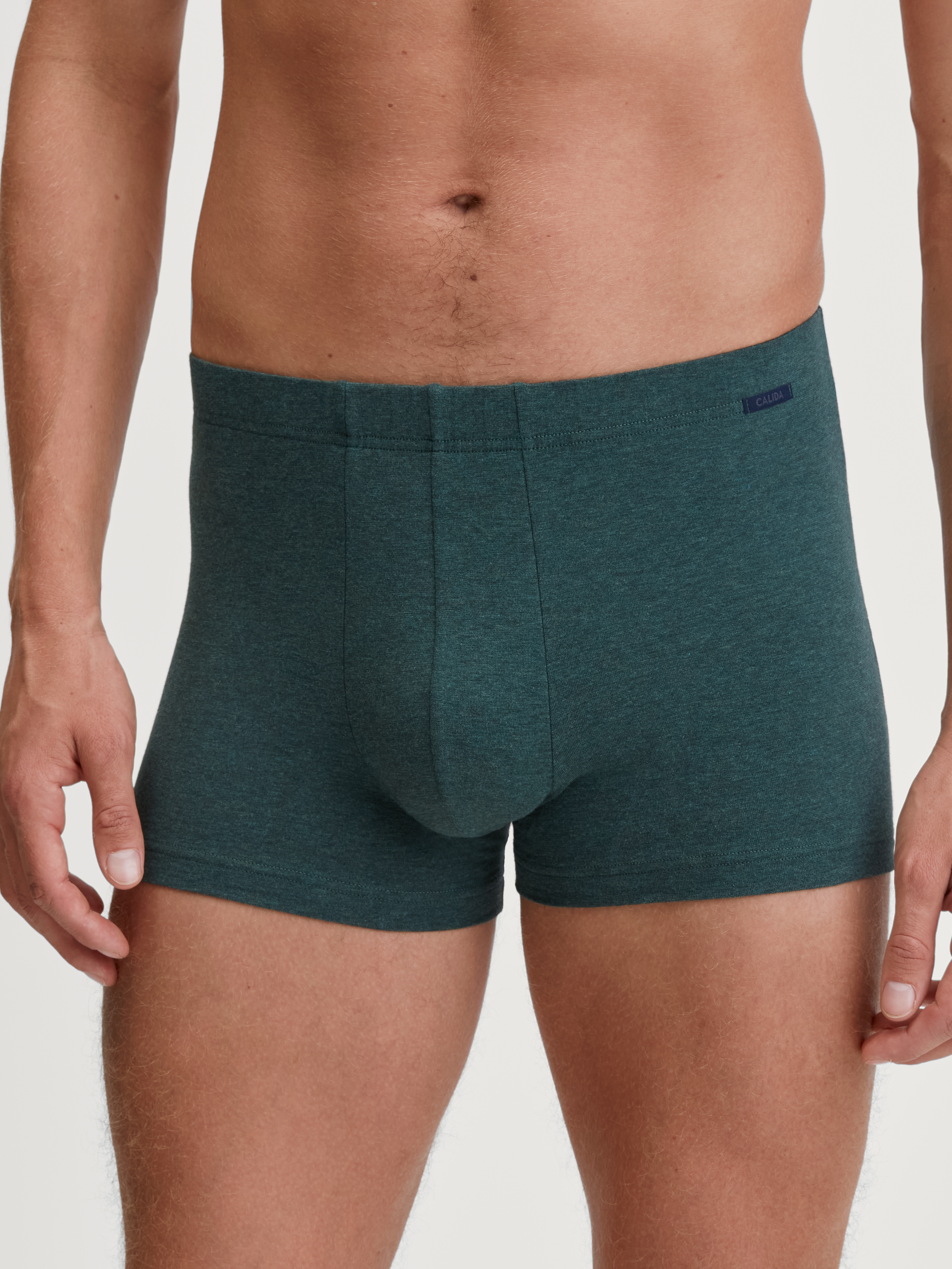 Trunk CALIDA "Cotton Sporty", Herren, Gr. XL (56), schwarz glen melé, Obermaterial: 95% Baumwolle, 5% Elasthan, körpernah, Unterhosen, stoffüberzogener Bund, Single Jersey, elastisch, kurzes Bein Image