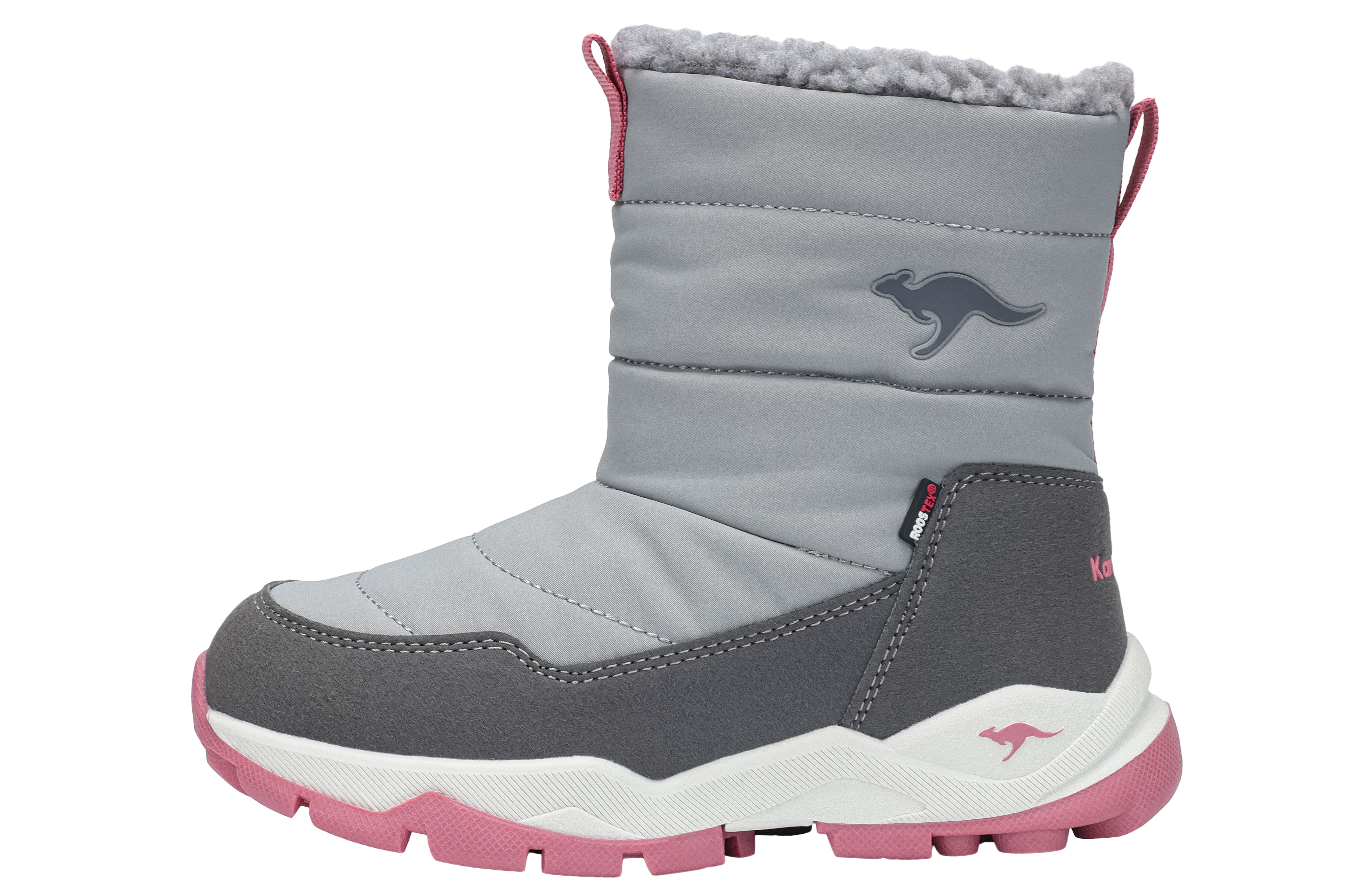 Winterboots KANGAROOS "K-FR FLOKI RTX", Damen, Gr. 35, grau (ultimate grau, dusty rose), Synthetik, Sportlich, Schuhe