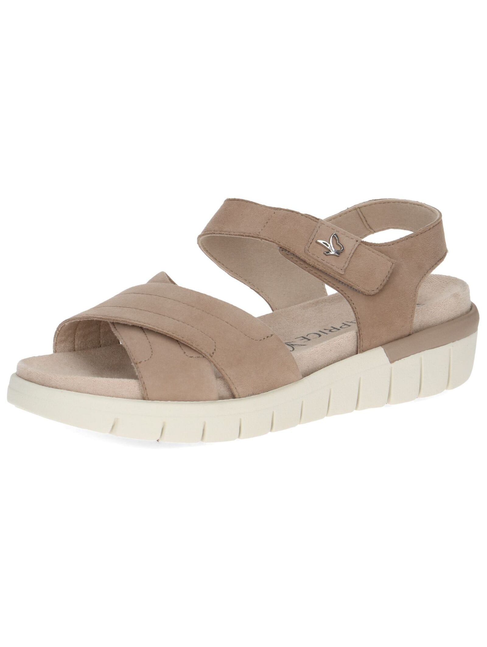 Keilsandalette CAPRICE "Caprice Sandalen Veloursleder", Damen, Gr. 40, braun (hellbraun), Veloursleder, Schuhe