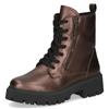 Schnürboots CAPRICE, Damen, Gr. 40, braun (dunkelbraun), Leder, metallic, casual, Schuhe, Blockabsatz, Schnürstiefelette, Zierreißverschluss an der Außenseite