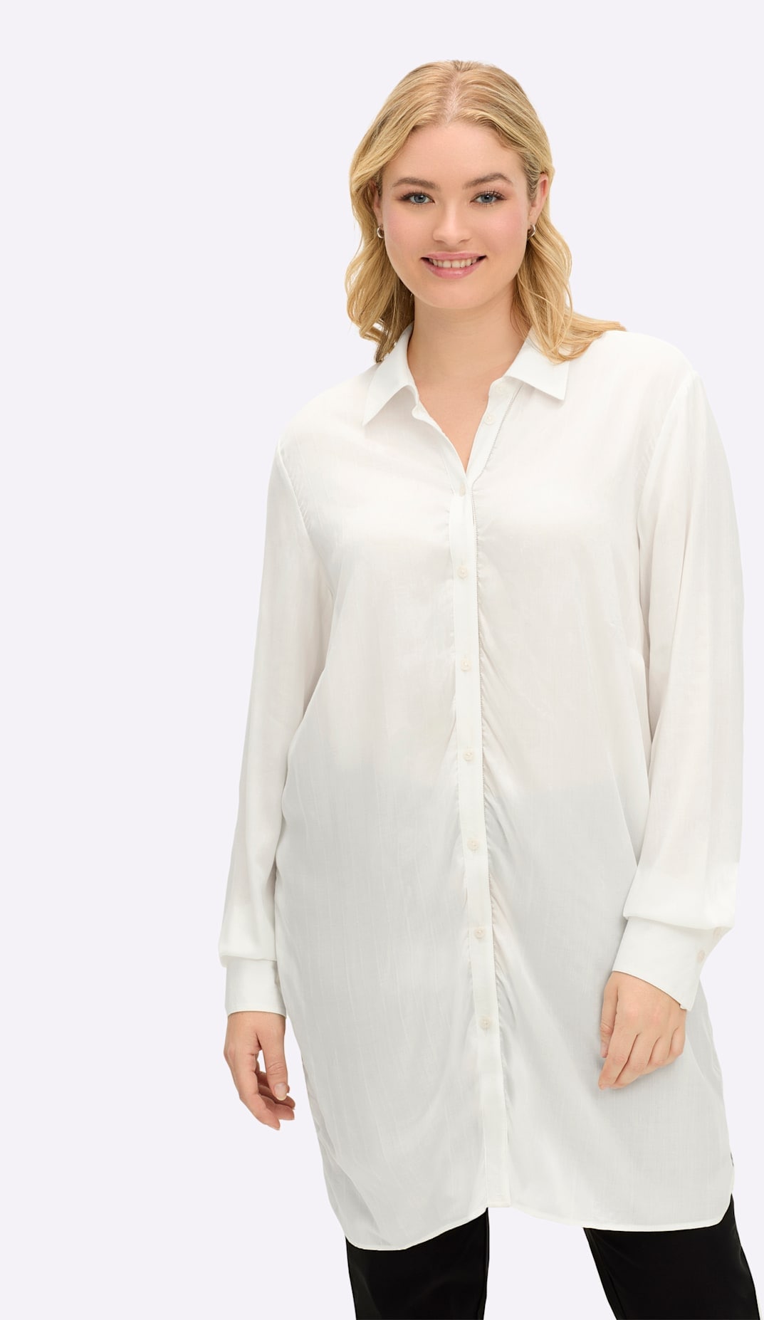 Hemdbluse SHEEGO, Damen, Gr. 40, ecru, gestreift, 90% Viskose, 10% Polyester, gemustert, gestreift, Blusen Image