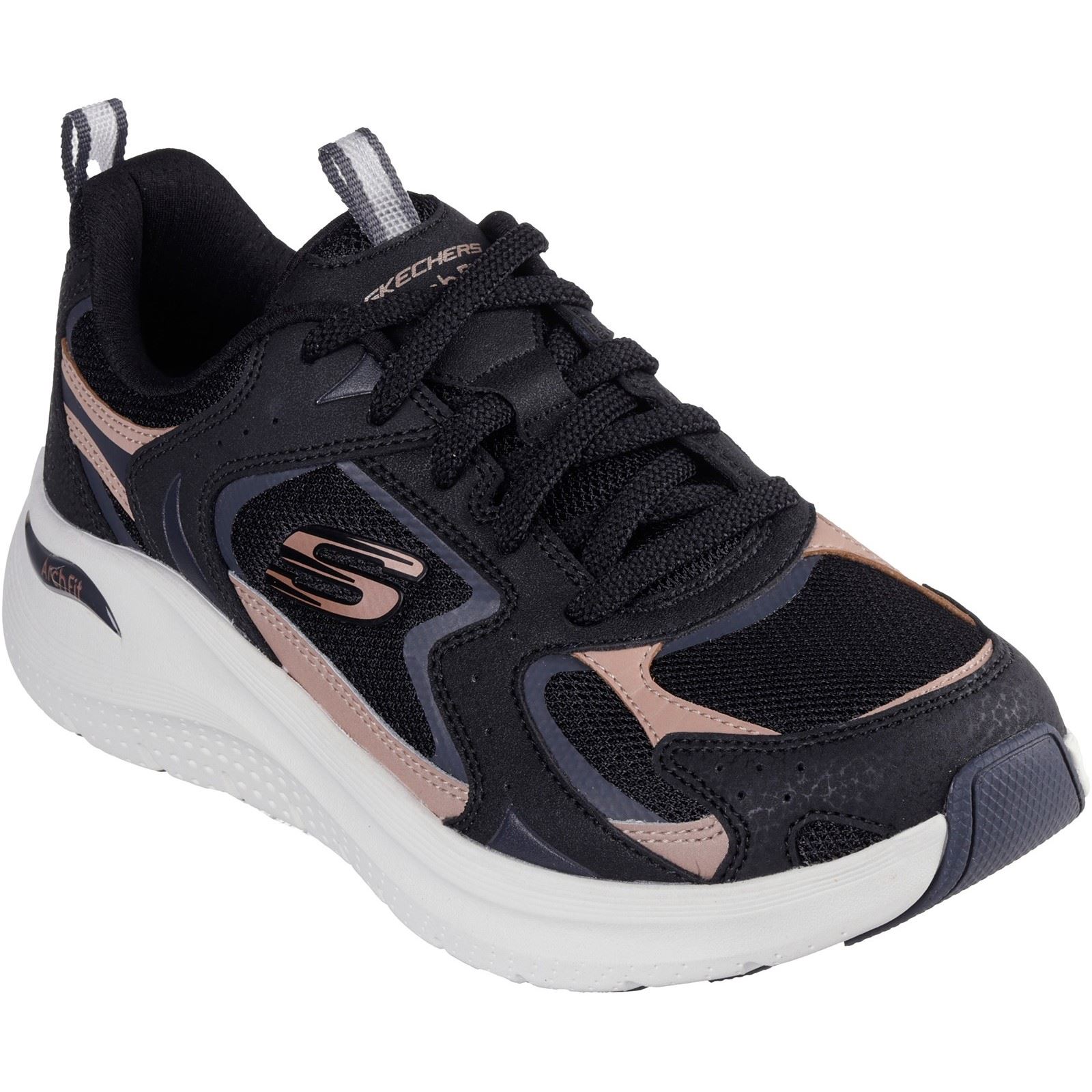 Skechers Arch Fit 2.0 Vintage Luxe Leder Damen Sneakers Schwarz/Roségold