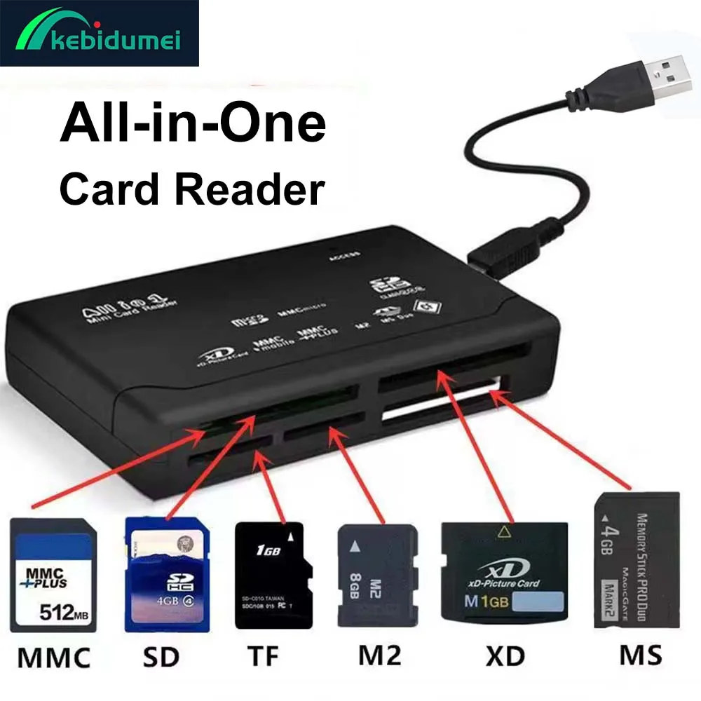 Lecteur de carte mémoire tout-en-un 480Mbps USB lecteur de carte externe SD SDHC MMC M2 MS XD CF TF adaptateur de lecteur pour appareil photo numérique MP3