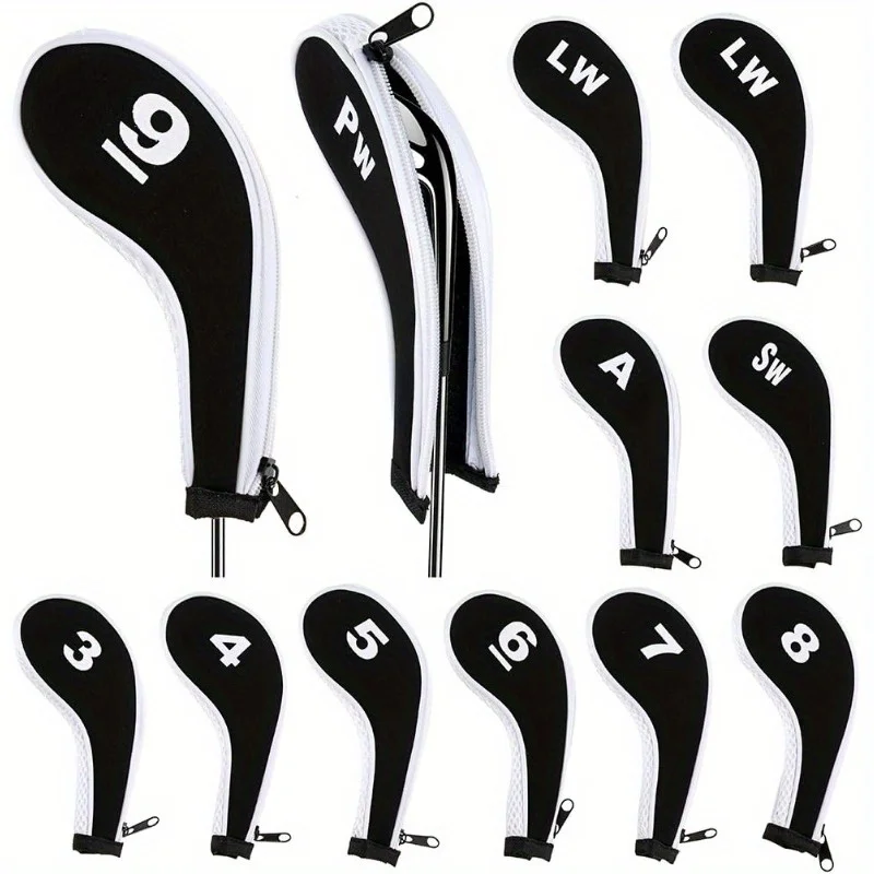 Golf Club Head Iron Covers with Zipper Fit for Most Standard Irons,Number Print Golf Club Irons Covers ,10pcs/Set