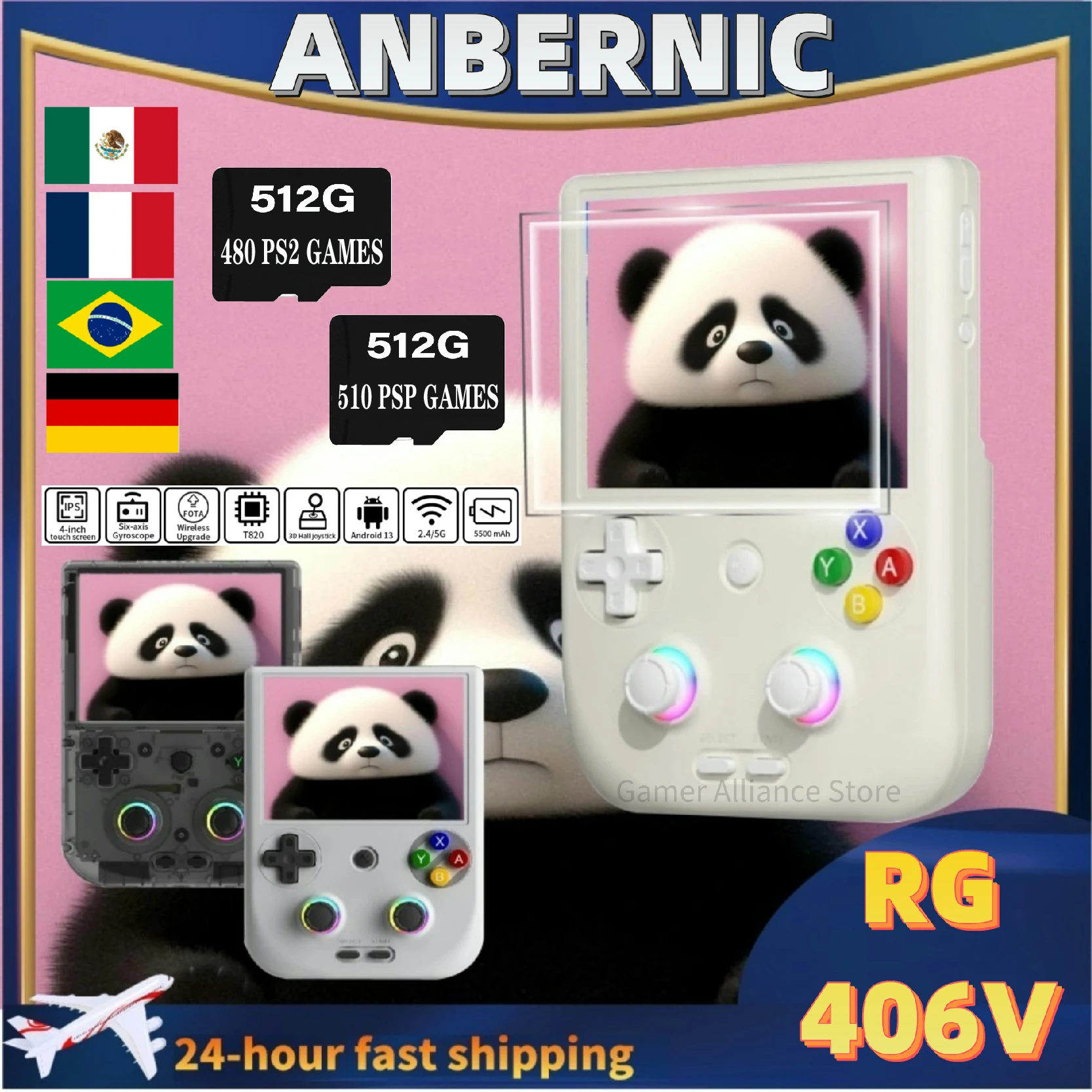 Anbernic RG406V rétro Console de jeu portable Consoles de jeux vidéo RG 406V 4 Ips écran tactile Android13 unisoc T820 PSP PS2 jeu
