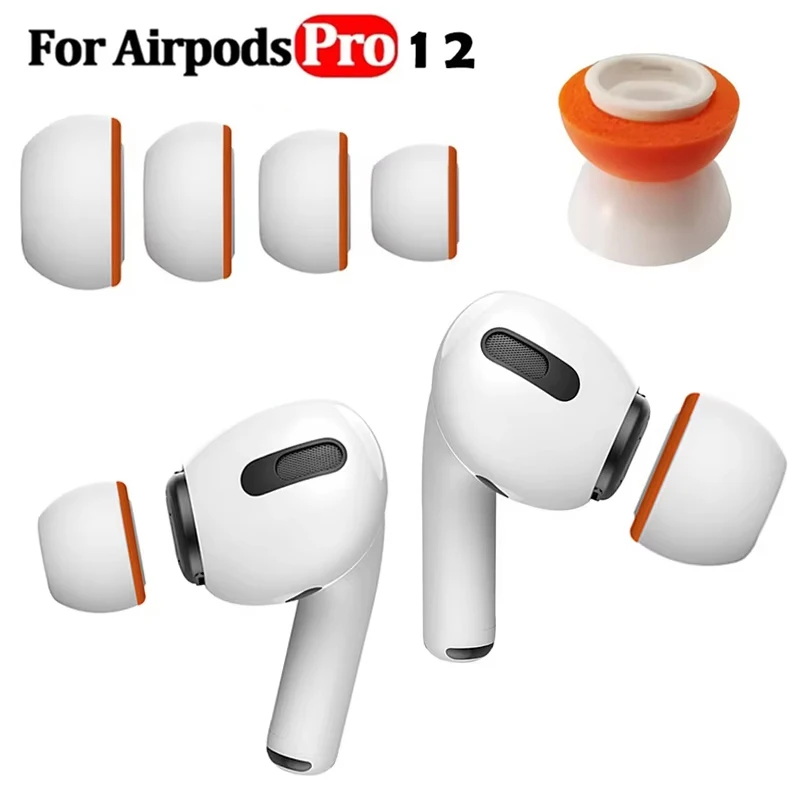 1 Paar Memory-Schaum-Ohrstöpsel für Apple AirPods Pro 2 1, Silikon-Ersatz-Kopfhörer, Druckentlastungsloch, Ohrstöpselkappe, Zubehör Image