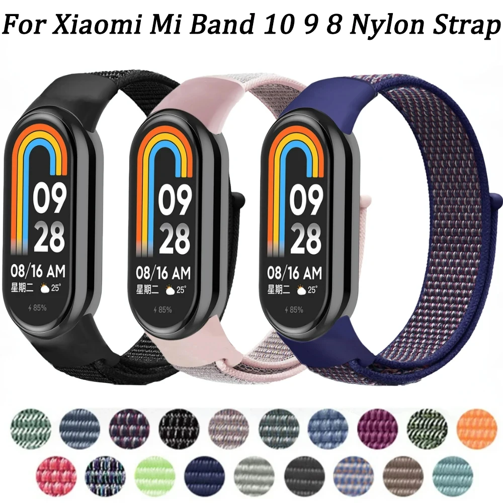 Nylon-Schlaufenarmband für Xiaomi Mi Band 10 9 8 NFC Smart Watch Atmungsaktives Armband Correa für Mi Band 10 Mi 9 Armbandzubehör Image