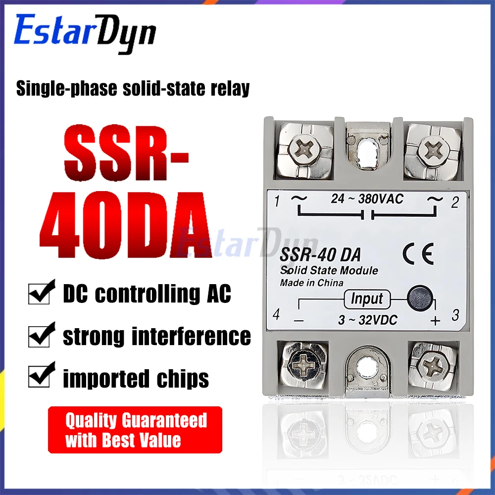 SSR-40DA Halbleiterrelaismodul 40 A DC zu AC Hochleistungsschaltung für die industrielle Automatisierung des Temperaturkontrollsystems Image