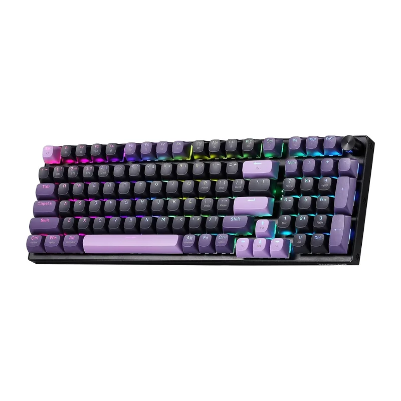 Redragon K740 PRO Tastiera da gioco RGB wireless a 98 tasti, tastiera meccanica PBT a 3 modalità con base in alluminio massiccio,