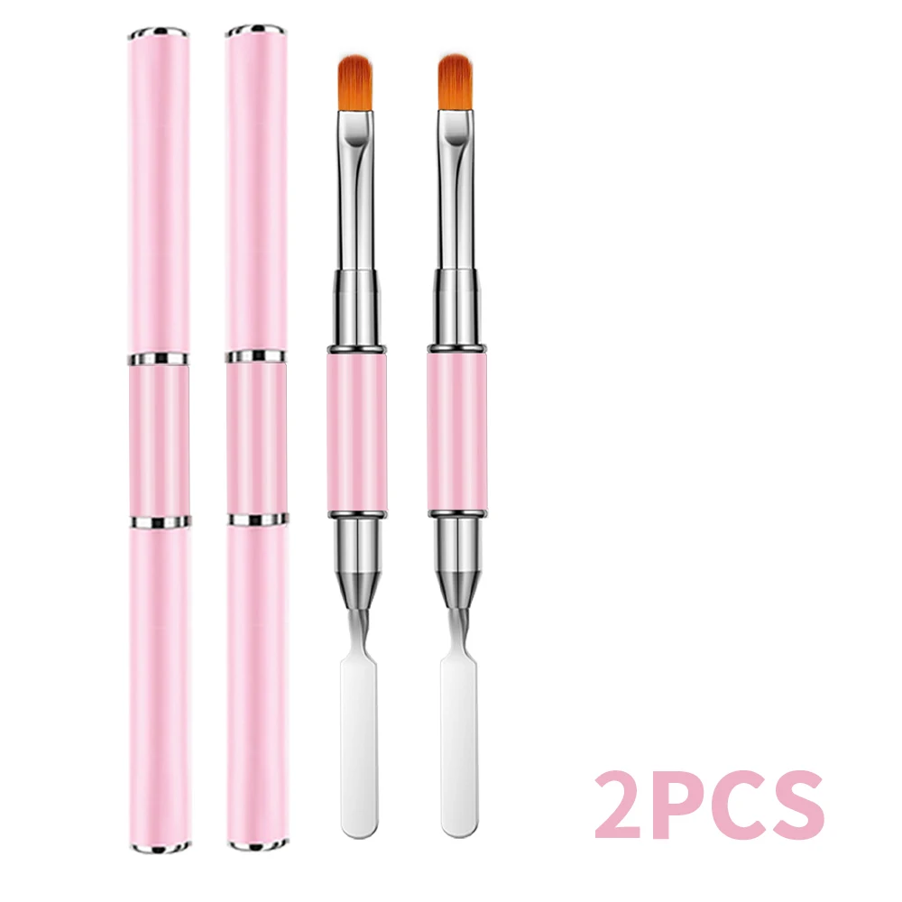 1/2 Stück Gel-Pinsel und Picker, 2-in-1-Design, Nagelbürste und Spachtel, Gel-Nagelbürsten-Werkzeug für Acrylnägel, Verlängerungsgel, Maniküre-Werkzeug Image