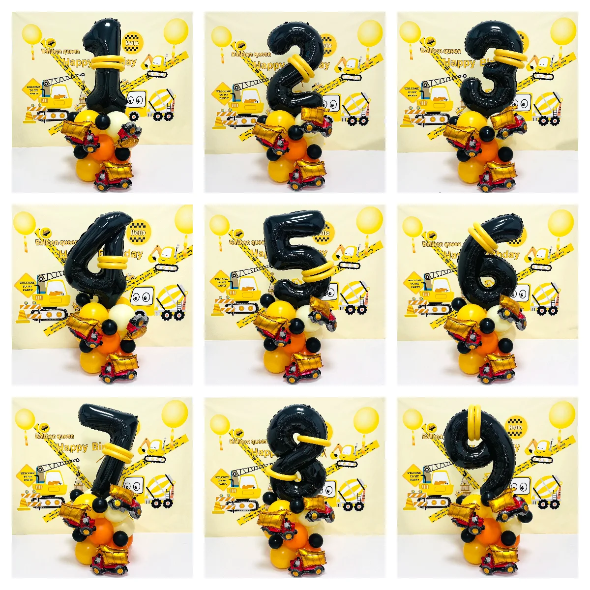 31 Stück Baufahrzeug-Ballonpaket – niedliche technische LKW-Luftballons für Kinderpartydekoration, Geburtstagsfeiern Image