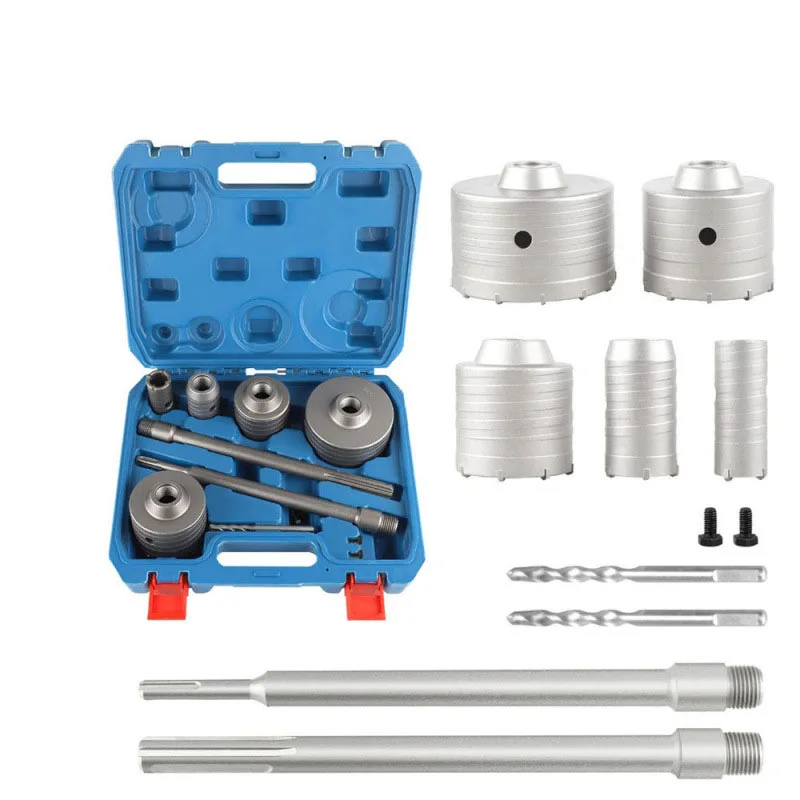 Set di seghe a tazza da 9 pezzi 30-100mm gambo tondo SDS Max gambo 300mm per set di punte da trapano per mattoni in cemento cemento cemento muro di pietra