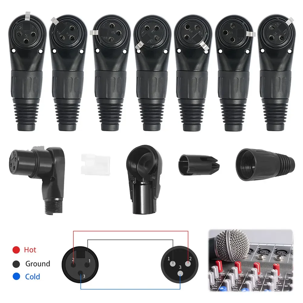 3 Pin Männlich Weiblich Micphone Stecker Audio Kabel Stecker Rechten Winkel 90 Grad Audio Draht Stecker für DIY XLR Audio Kabel Image