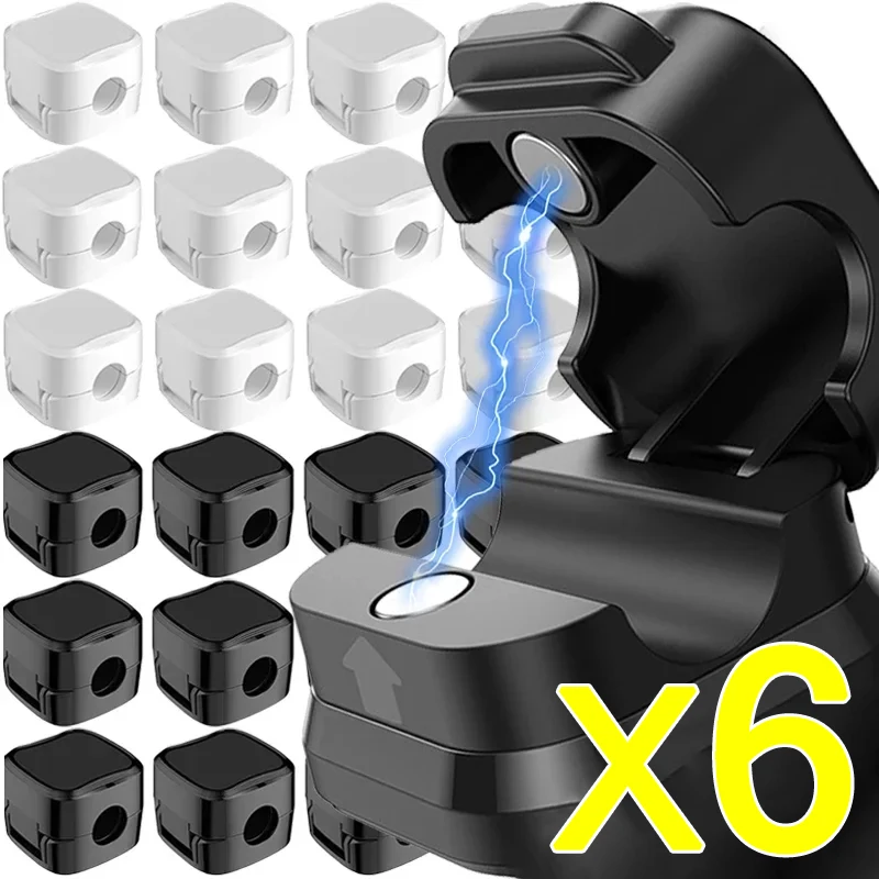 6PCS Magnetische Kabel Clip Kabel Wickler Einstellbare Kabel Halter Unter Schreibtisch Kabel Management Draht Keeper Kabel Draht Organizer Halter Image