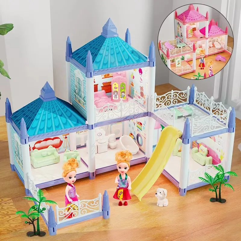 Case delle bambole Miniature fai-da-te assemblate in 3D Accessori per case delle bambole Villa Castello della principessa con casa dei giocattoli regalo di compleanno per ragazza