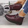 Frauen Stiefel Plüsch Weibliche Schuhe Anti-slip Frauen Schnee Boot Winter Baumwolle Leder Schuhe Casual Stiefeletten Schwarz rot Botas Mujer