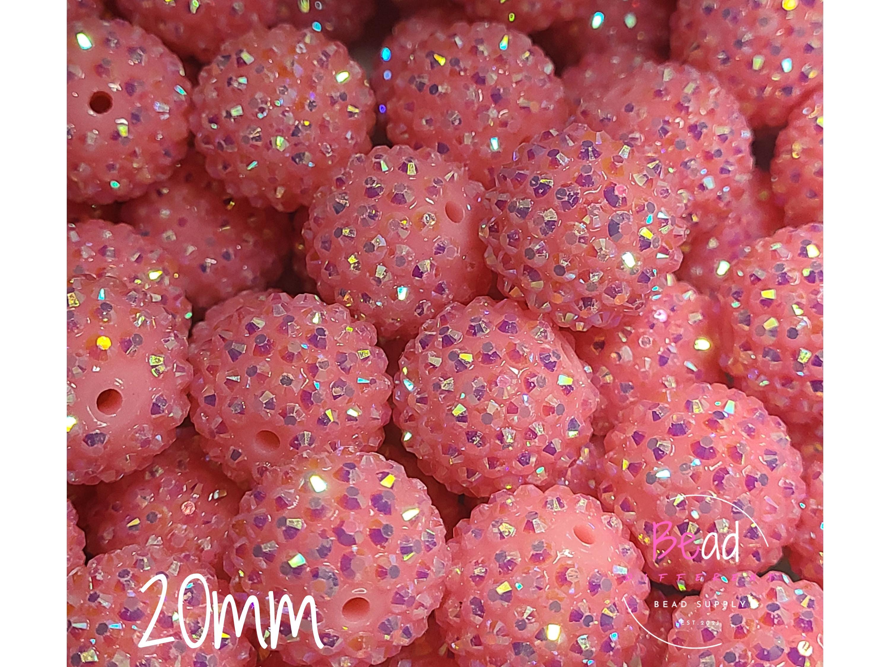 Perline da 20 mm, perline di strass rosa, perline distanziatrici, perline bubblegum, perline in resina, forniture per perline, perline grosse, perline